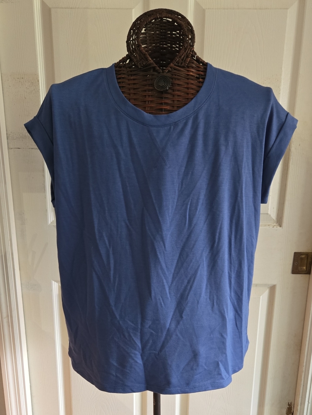 Como Vintage Women's Short Sleeve Crewneck Tee in Denim Blue-Size XL